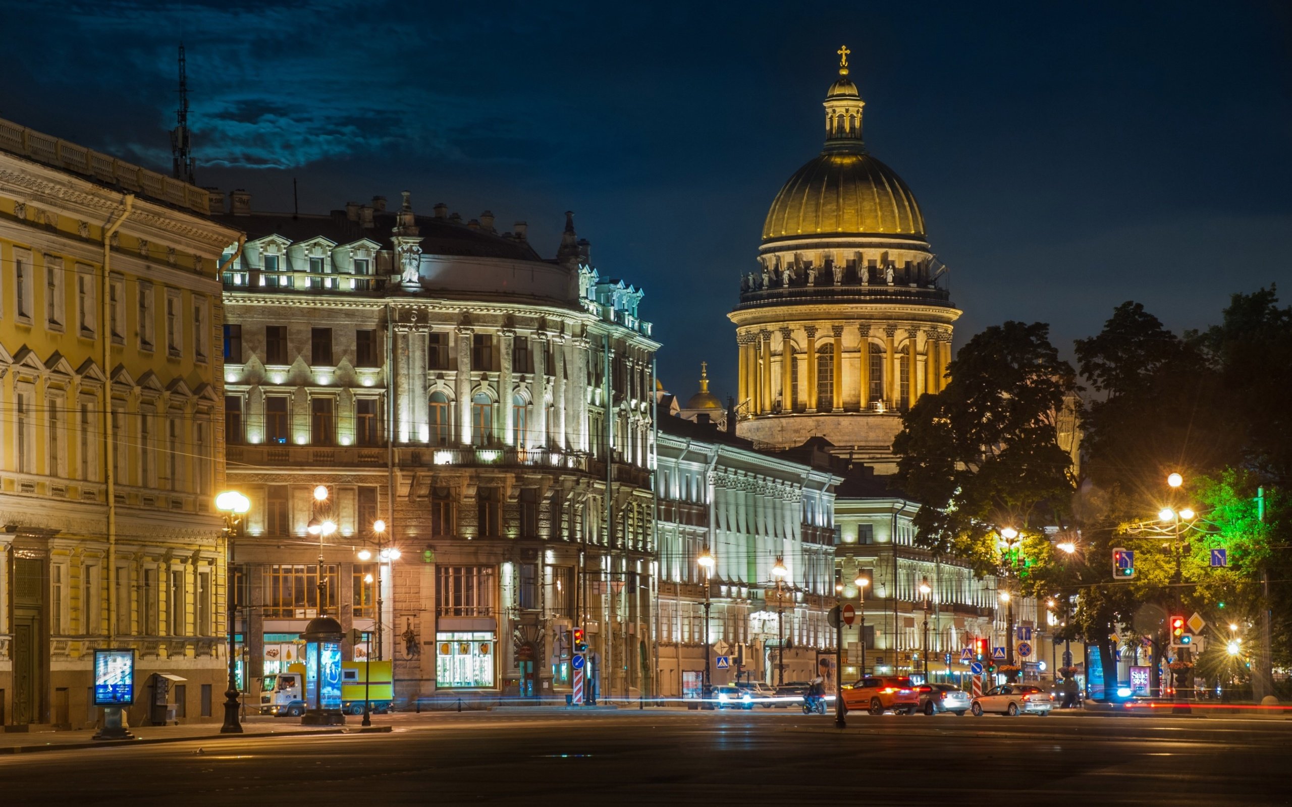 Обои ночь, огни, город, улица, россия, санкт-петербург, night, lights, the city, street, russia, saint petersburg разрешение 2880x1800 Загрузить