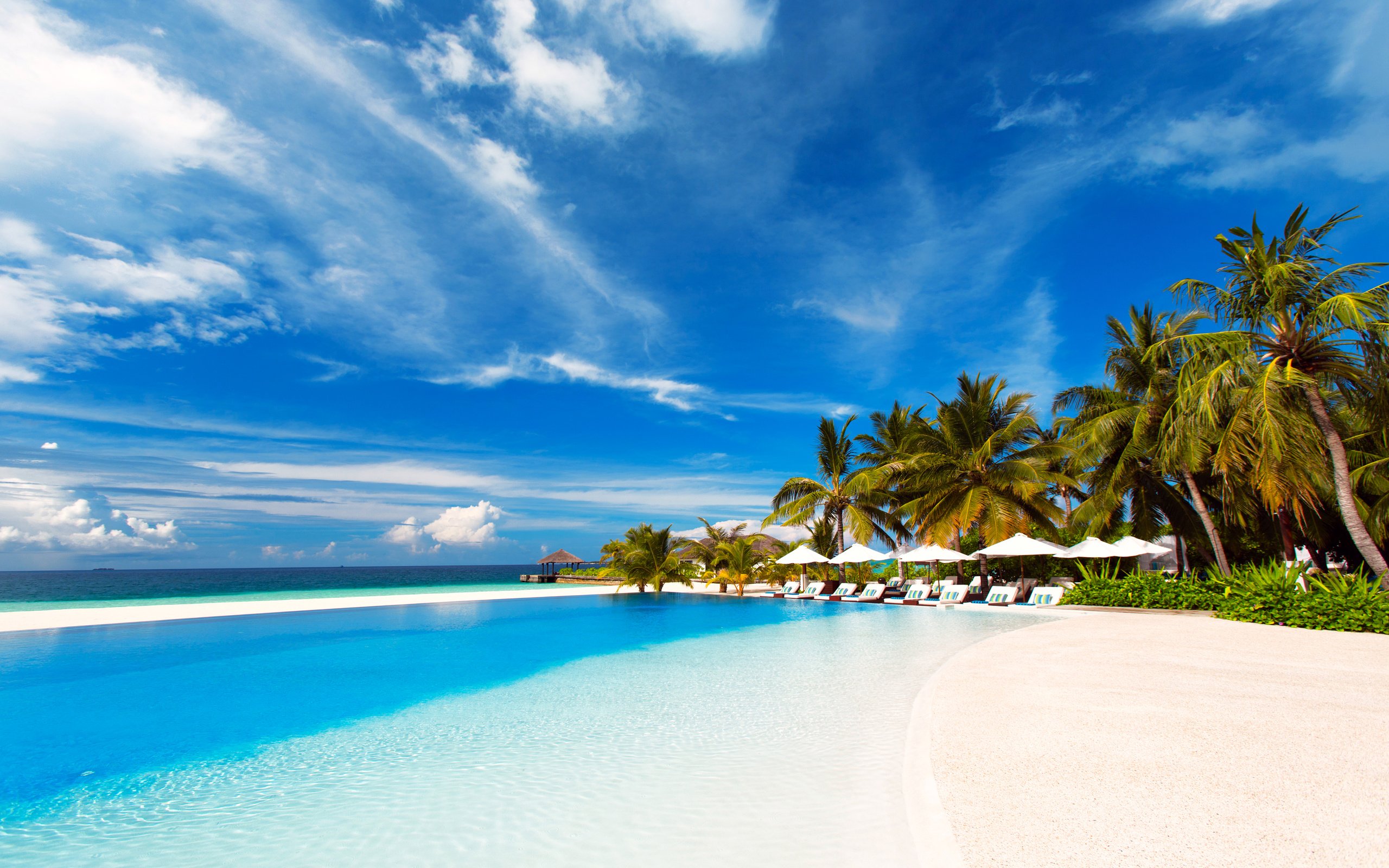 Обои море, пляж, бассейн, курорт, тропики, мальдивы, 14, sea, beach, pool, resort, tropics, the maldives разрешение 5760x3840 Загрузить