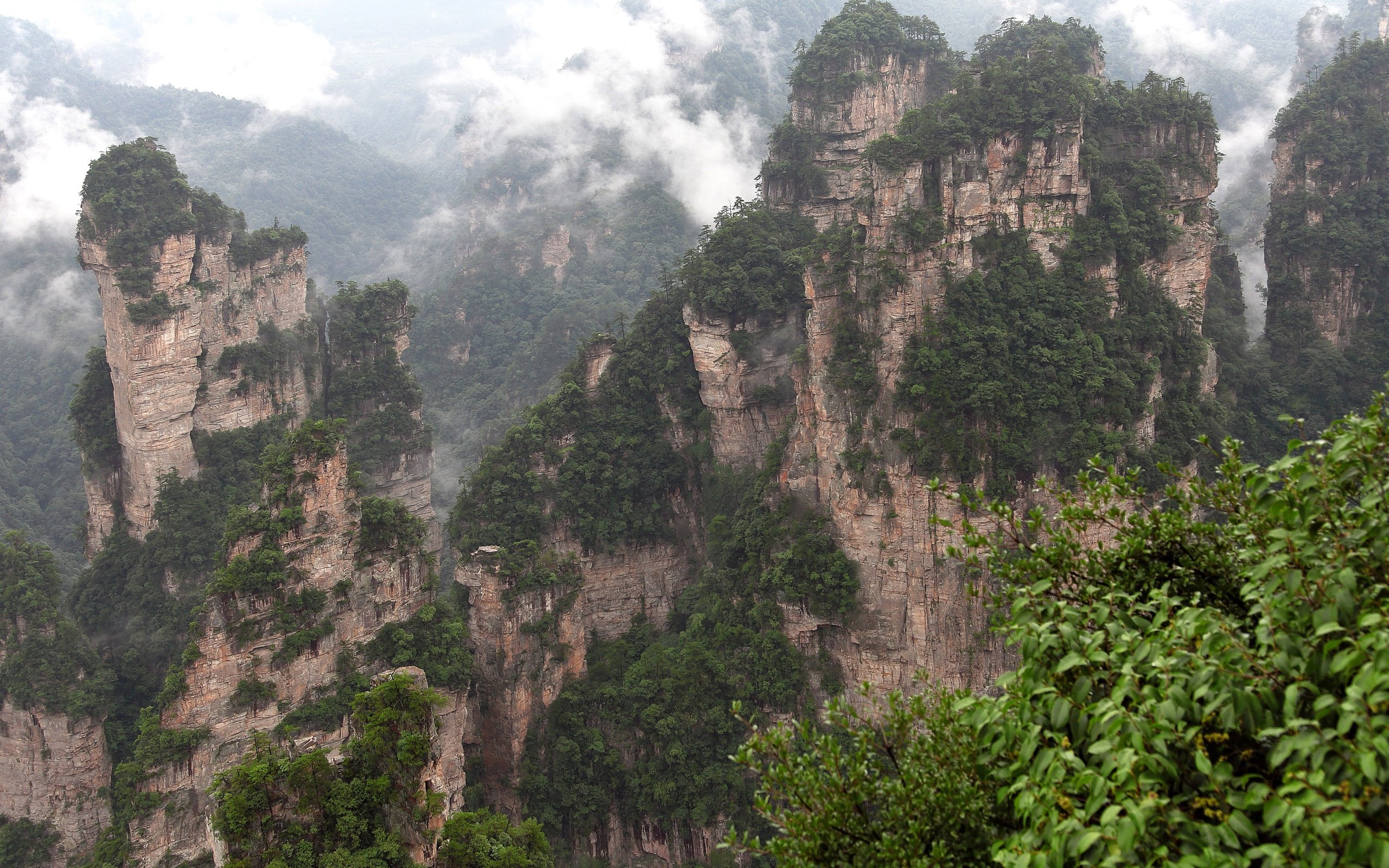 Обои горы, скалы, природа, туман, китай, zhangjiajie national forest park, zhangjiajie national park, чжанцзяцзе, mountains, rocks, nature, fog, china, zhangjiajie разрешение 3840x2560 Загрузить