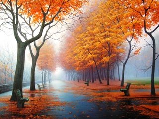 Обои арт, осенние обои, рисунок, природа, картина, парк, осень, картины, рисунки, art, autumn wallpaper, figure, nature, picture, park, autumn, pictures, drawings разрешение 2181x1422 Загрузить