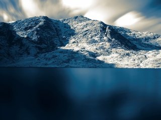 Обои горы, снег, море, mountains, snow, sea разрешение 1920x1200 Загрузить