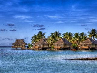 Обои облака, море, пальмы, остров, clouds, sea, palm trees, island разрешение 2560x1600 Загрузить