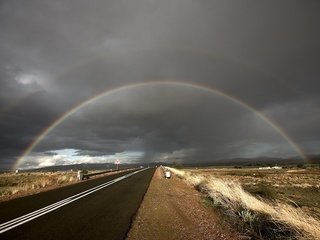 Обои дорога, трава, облака, радуга, road, grass, clouds, rainbow разрешение 1920x1200 Загрузить