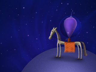 Обои лошадь, космос, звезды, планета, владстудио, инопланетянин, horse, space, stars, planet, vladstudio, alien разрешение 2560x1600 Загрузить