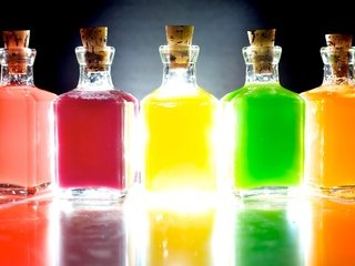 Обои свет, разноцветные, цвет, флаконы, бутылочки, light, colorful, color, bottles, bottle разрешение 2560x1600 Загрузить