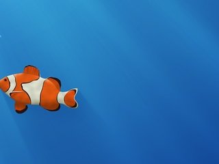 Обои синий, пузыри, золотая рыбка, рыба-клоун, blue, bubbles, goldfish, clown fish разрешение 3840x1200 Загрузить