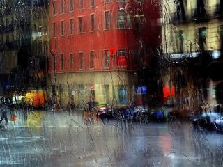 Обои город, улица, дождь, стекло, the city, street, rain, glass разрешение 1920x1200 Загрузить