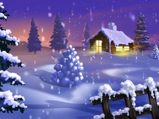 Обои деревья, снег, зима, дом, trees, snow, winter, house разрешение 1920x1200 Загрузить