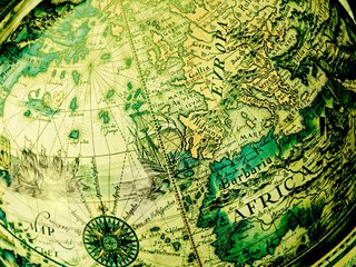 Обои под старину, глобус, карта мира, зеленый фон, antique, globe, world map, green background разрешение 3008x2000 Загрузить