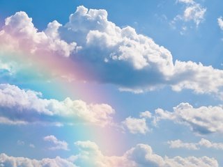 Обои небо, облака, радуга, the sky, clouds, rainbow разрешение 1920x1080 Загрузить