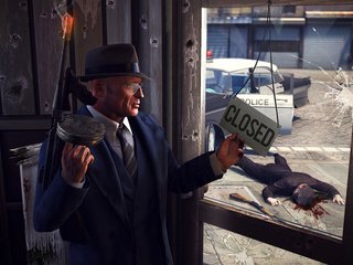 Обои кровь, автомат, mafia2, мафия 2, бандит, закрывается, blood, machine, mafia 2, bandit, closed разрешение 1920x1200 Загрузить