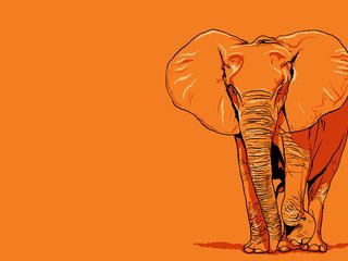 Обои арт, рисунок, слон, гигант, оранжевое, art, figure, elephant, giant, orange разрешение 2560x1600 Загрузить