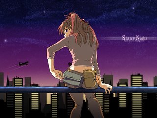 Обои ночь, город, neon genesis evangelion, asuka langly, night, the city разрешение 2560x1600 Загрузить