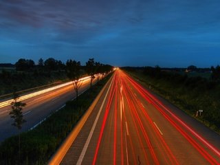 Обои дорога, ночь, огни, road, night, lights разрешение 1920x1080 Загрузить