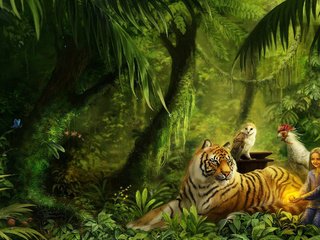 Обои тигр, рисунок, животные, красота, джунгли, tiger, figure, animals, beauty, jungle разрешение 1920x1200 Загрузить