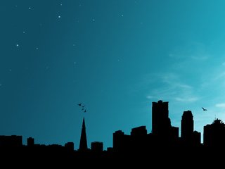 Обои небо, ночь, небоскребы, the sky, night, skyscrapers разрешение 2560x1600 Загрузить