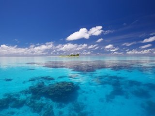 Обои облака, океан, остров, тропики, мальдивы, clouds, the ocean, island, tropics, the maldives разрешение 1920x1200 Загрузить