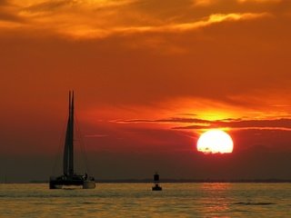 Обои вечер, закат, парус, the evening, sunset, sail разрешение 1920x1080 Загрузить