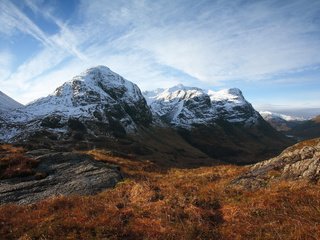 Обои небо, горы, природа, пейзаж, вершины, снежные вершины, снежные, the sky, mountains, nature, landscape, tops, snowy peaks, snow разрешение 2560x1600 Загрузить