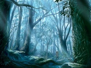 Обои деревья, mushishi, мастер муши, лес, лучи, человек, корни, старый, солнца, путник, trees, master mushi, forest, rays, people, roots, old, the sun, traveler разрешение 1920x1152 Загрузить