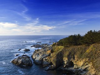 Обои небо, вода, скалы, берег, море, калифорния, the sky, water, rocks, shore, sea, ca разрешение 2560x1600 Загрузить