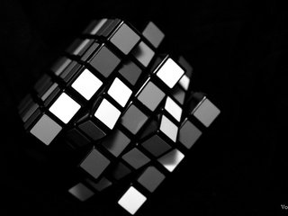 Обои черный, белый, кубик рубика, black, white, rubik's cube разрешение 3888x2592 Загрузить