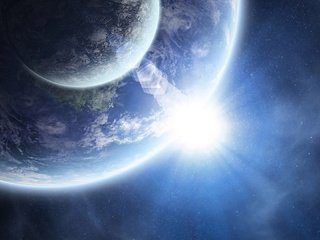 Обои солнце, земля, космос, планета, the sun, earth, space, planet разрешение 1920x1080 Загрузить