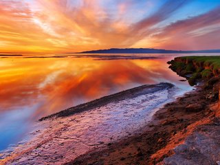 Обои вода, природа, берег, пейзаж, море, закат солнца, океан, water, nature, shore, landscape, sea, sunset, the ocean разрешение 2560x1600 Загрузить