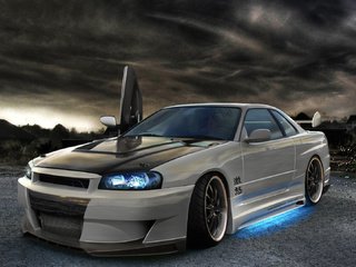 Обои неон, ниссан, skyline, neon, nissan разрешение 1920x1080 Загрузить