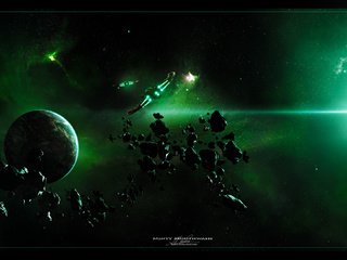 Обои корабли, планеты, туманность, астероиды, ships, planet, nebula, asteroids разрешение 3840x1080 Загрузить