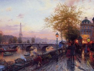 Обои картина, париж, эйфелева башня, томас кинкейд, picture, paris, eiffel tower, thomas kinkade разрешение 1944x1296 Загрузить