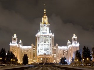 Обои зима, москва, россия, здание, университет, мгу, winter, moscow, russia, the building, university, msu разрешение 1920x1200 Загрузить