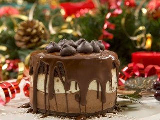 Обои крем для торта, шоколад, торт, десерт, новогодний, пироженое, слои, cream cake, chocolate, cake, dessert, christmas, layers разрешение 2560x1713 Загрузить