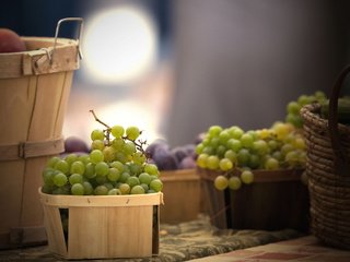 Обои виноград, еда, корзина, grapes, food, basket разрешение 2560x1600 Загрузить