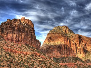 Обои природа, пейзаж, скала, камень, долина, zion national park, национальный парк, nature, landscape, rock, stone, valley, national park разрешение 1920x1080 Загрузить