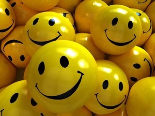 Обои шары, фон, улыбка, желтые, 3д, смайлики, balls, background, smile, yellow, 3d, emoticons разрешение 1920x1200 Загрузить