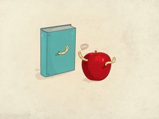 Обои яблоко, книга, червячки, apple, book, worms разрешение 1920x1200 Загрузить