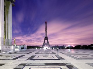 Обои утро, париж, эйфелева башня, morning, paris, eiffel tower разрешение 2560x1600 Загрузить