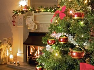 Обои новый год, елка, камин, рождество, елочные игрушки, новогодние игрушки, новогодний шар, jim ryce, new year, tree, fireplace, christmas, christmas decorations, christmas toys, christmas ball разрешение 1920x1200 Загрузить