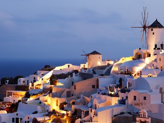 Обои рассвет, греция, санторини, dawn, greece, santorini разрешение 2560x1600 Загрузить