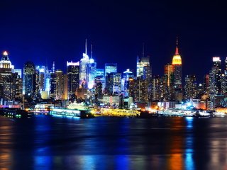 Обои ночь, огни, америка, залив, сша, нью-йорк, night, lights, america, bay, usa, new york разрешение 2047x1364 Загрузить