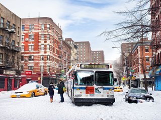 Обои снег, зима, улица, нью-йорк, snow, winter, street, new york разрешение 2560x1600 Загрузить