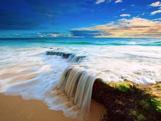 Обои песок, пляж, прибой, тропики, sand, beach, surf, tropics разрешение 2048x1152 Загрузить