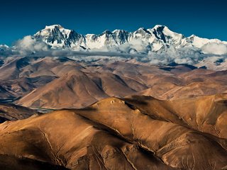 Обои облака, горы, китай, тибет, горные вершины, clouds, mountains, china, tibet, mountain peaks разрешение 1920x1200 Загрузить