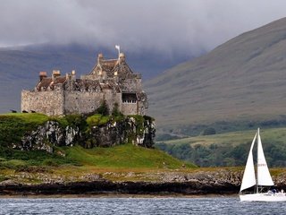 Обои вода, горы, каменный, шотландия, утес, замок дуарт, water, mountains, stone, scotland, rock, duart castle разрешение 1920x1200 Загрузить