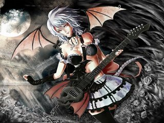 Обои гитара, крылья, аниме, демон, kartinka, syuzhet, yepizod, personazh, серые волосы, guitar, wings, anime, the demon разрешение 1920x1280 Загрузить