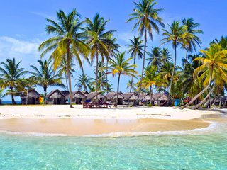 Обои пляж, остров, бунгало, тропики, beach, island, bungalow, tropics разрешение 4501x2965 Загрузить