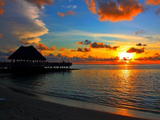 Обои закат, пляж, тропики, мальдивы, sunset, beach, tropics, the maldives разрешение 4215x2763 Загрузить