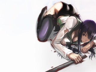 Обои девушка, кровь, аниме, highschool of the dead, kartinka, syuzhet, yepizod, рисоунок, girl, blood, anime, risunok разрешение 1920x1200 Загрузить