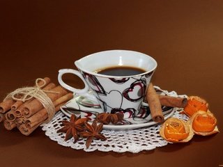 Обои корица, кофе, чашка, цедра, бадьян, рецепт, cinnamon, coffee, cup, peel, star anise, recipe разрешение 2100x1400 Загрузить